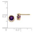 thumbnail image 2 of 14k Yellow Gold 5mm Bezel Amethyst Stud Earrings - Measures 5x5mm Wide, 2 of 2