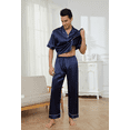 thumbnail image 6 of Mens Silk Satin Pajama Set Short Sleeve Button Down Pajama Set for Men 2 Piece Men's Satin Sleepwear Men's Long Pants Pajamas Set Mens Soft Loungewear Sets, S-XXL, 6 of 13