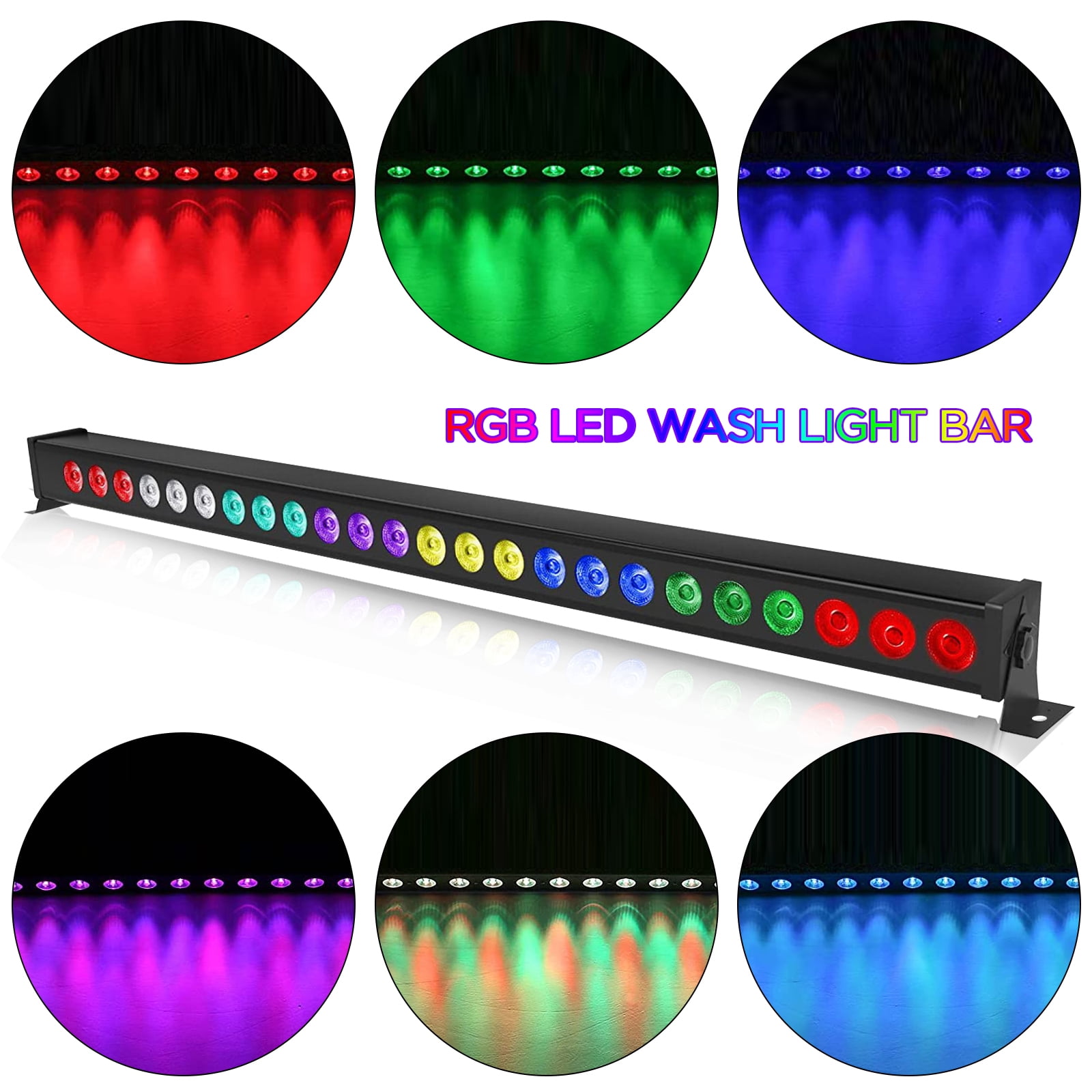 JAJALUYA 2-Pack Rectangular RGB 24 LED Wall Washer Light Bar with Remote for Stage Party
