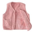 thumbnail image 1 of Chaleco polar rosa para niños y niñas, chaqueta sin mangas con cremallera suave y cálida para otoño e invierno, ropa de abrigo con bolsillos de 130cm, 1 of 5