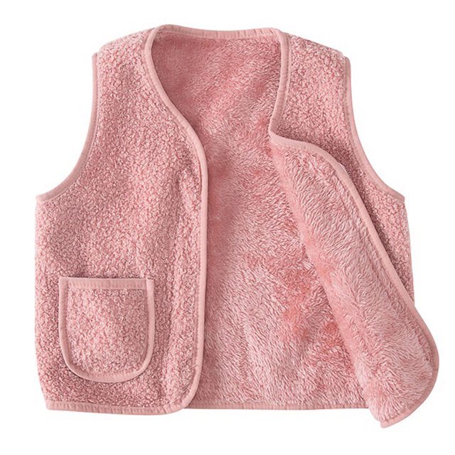 Chaleco polar rosa para niños y niñas, chaqueta sin mangas con cremallera suave y cálida para otoño e invierno, ropa de abrigo con bolsillos de 130cm