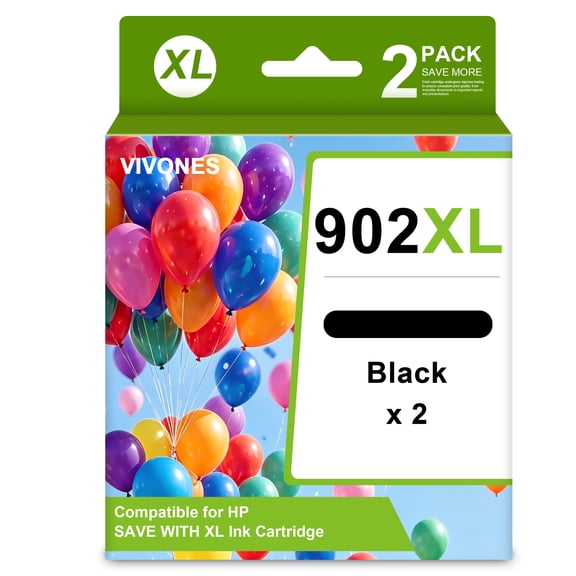 902XL 902 Ink Cartridges Combo Pack Compatible for HP902XL Ink Cartridge Work with OfficeJet 6958 6962 OfficeJet Pro 6968 6970 6971 Printers ( 2 Pack )