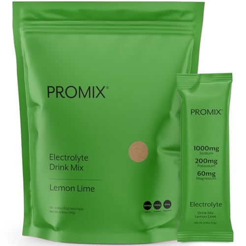 Paquetes de electrolitos en polvo ProMix Nutrition, sin azúcar, cero calorías, sin stevia, apto para ayuno, sal rosa natural del Himalaya, lima limón, 30 porciones (paquete de 30)