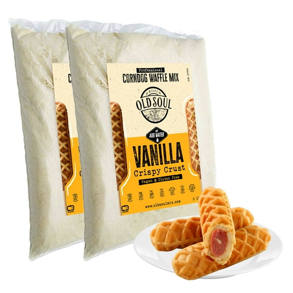 OldSoul Professional Corndog Waffle Mix | GLUTEN FREE & VEGAN | Vanilla Flavor | 10 Lbs | 280 Waffles