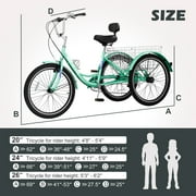 Lilypelle Adult Tricycles 7 Speed 20/24/26 Inch Three Wheel Bike Cruiser Trike with Low-Step Through Frame/Large Front & Rear Basket for Men, Women, Seniors