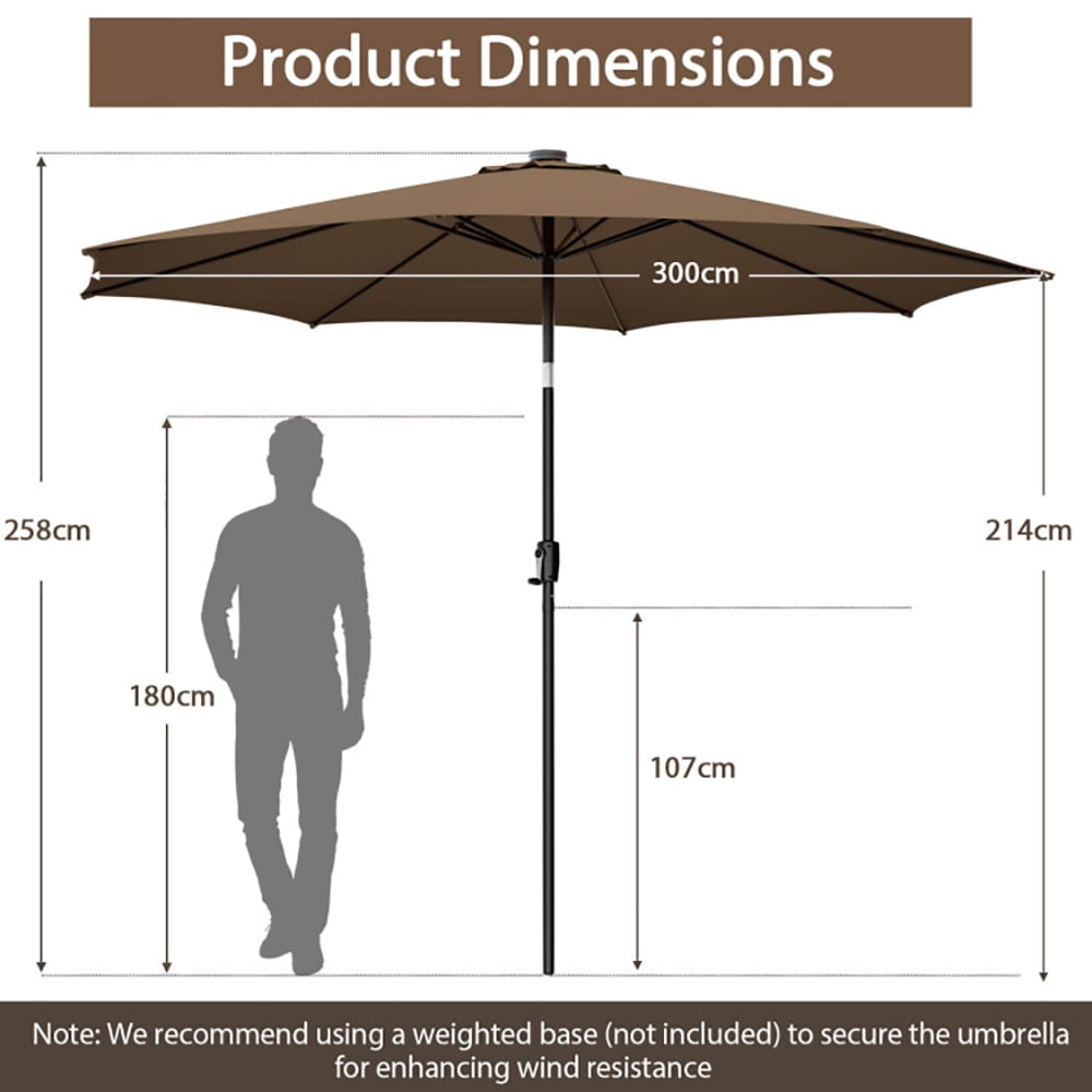 Aimee Lii 10 Feet Patio Umbrella with 112 Solar Lights and Crank Handle, Sunbrella Patio Umbrellas, Coffee Aimee Lii 10 Feet Patio Umbrella with 112 Solar Lights and Crank Handle, Sunbrella Patio Umbrellas, Coffee