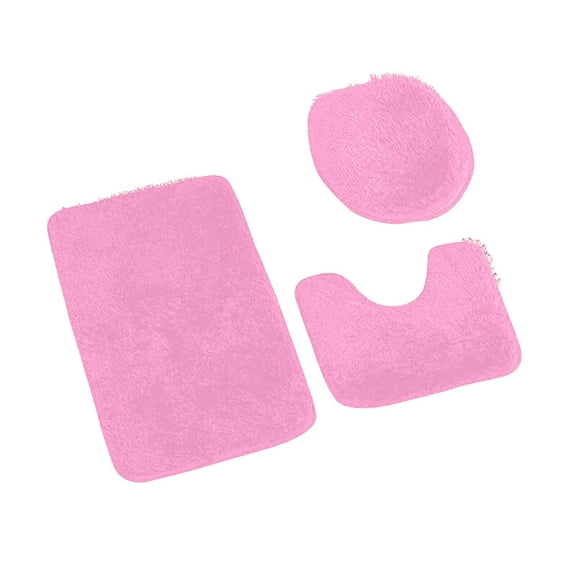 Bathroom Rugs Sets 3 Piece, Pink Bathroom Rug Soft Absorbent Microfiber Bath Mats and U-Shaped Contour Toilet Rug, Non-Slip Machine Wash Dry