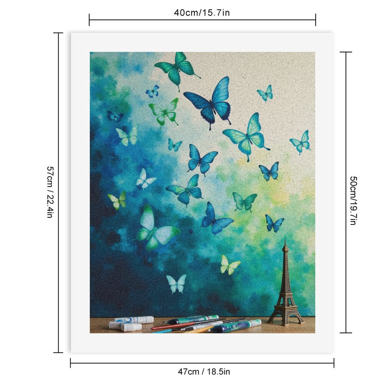 Paint By Numbers Kit for Adults Beginner - Butterfly Dream Art Eiffel Tower DIY Canvas Painting Kits for Adults, Frameless Paint By Number for Adults for Home Wall Decor 16x20 Inch