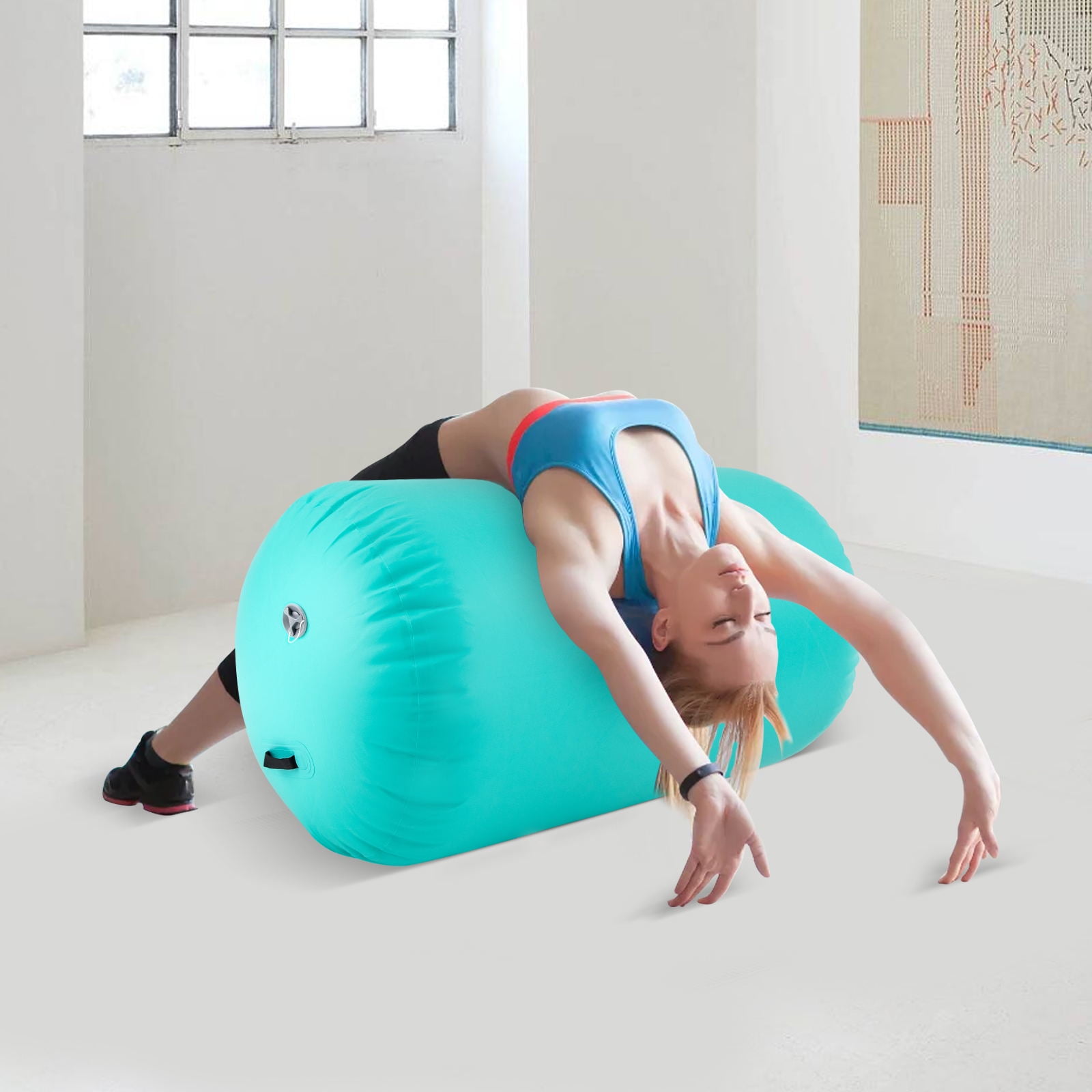 Wuzstar 100*80cm Inflatable Gymnastics Cylinder, Green PVC Yoga