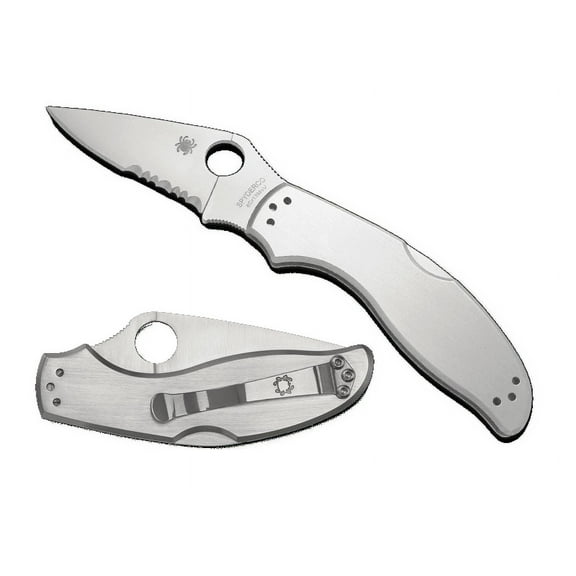 Spyderco Knives Upturn Lockback C261PS Serrated Stainless Steel Pocket Knife