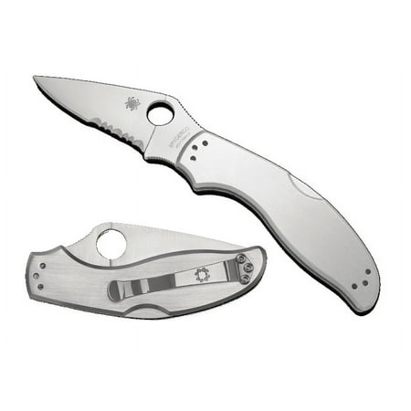 Spyderco Knives Upturn Lockback C261PS Serrated Stainless Steel Pocket Knife
