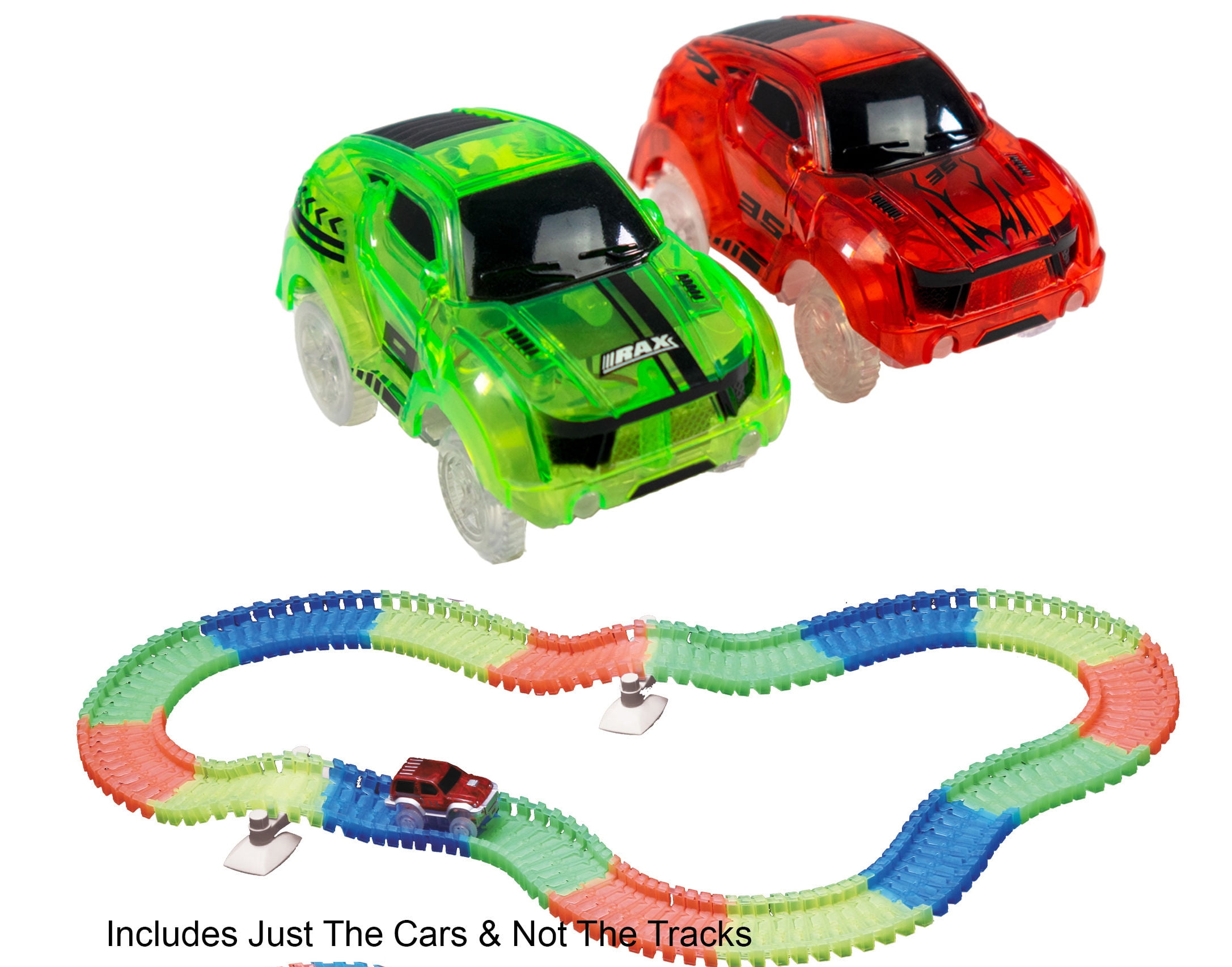 360pcs luminoso LED Track & Light-up Electrónica Rail Car Toys con 2 Coches 