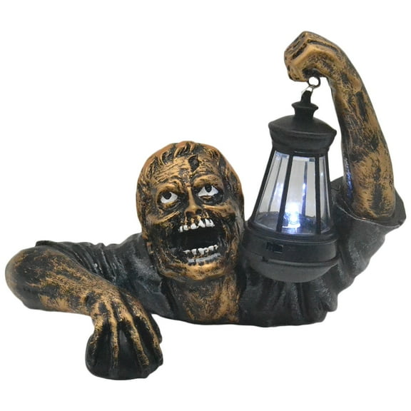 MOQIN Large Head Shot Zombie Crawling Out Of Grave Solar LED Lantern Figurine "Dead Rising", Patio Yard Lawn Decorations, Valentine's Day Gift, Halloween Decoration Outdoor, One Size