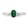 thumbnail image 4 of 925 Sterling Silver Stackable Expressions Oval Created Emerald Ring Size: 10; for Adults and Teens; for Women and Men, 4 of 5