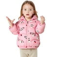 thumbnail image 2 of Parkas de manga larga para niños con estampado de invierno, capucha y orejas pequeñas, ligeras y finas, deportivas informales, cálidas y gruesas, chaquetas de plumón para niñas, parte superior de poli, 2 of 5