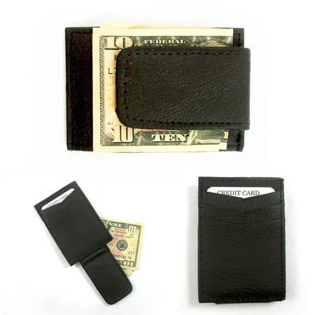 MARSHAL WALLET - Mens Deluxe Brown Leather Magnetic Money Clip Wallet Credit Card Slim ID Holder ...