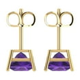 thumbnail image 4 of 4 ct Push-Back Stud Earrings for Women | 7.0mm Princess Cut Natural Amethyst | 18K Yellow Gold, 4 of 5