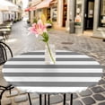 thumbnail image 3 of Grey and White Stripes Elastic Fitted Round Table Cover Striped Simple Style Waterproof Outdoor Tablecloth for Holiday Party, Picnic, Patio & Dining Fits Tables Up to 36"-44", 3 of 8