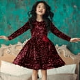 thumbnail image 3 of Girls Dress Kids Long Sleeve Cute Sequin Glitter Party Carnival Gown Formal Dress Baby Girl Dress Red 3 Years-4 Years, 3 of 6