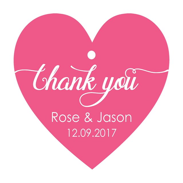 100 PCS Personalized Wedding Favor Gift Tags Thank You Custom Made Heart Shape Hang Tags