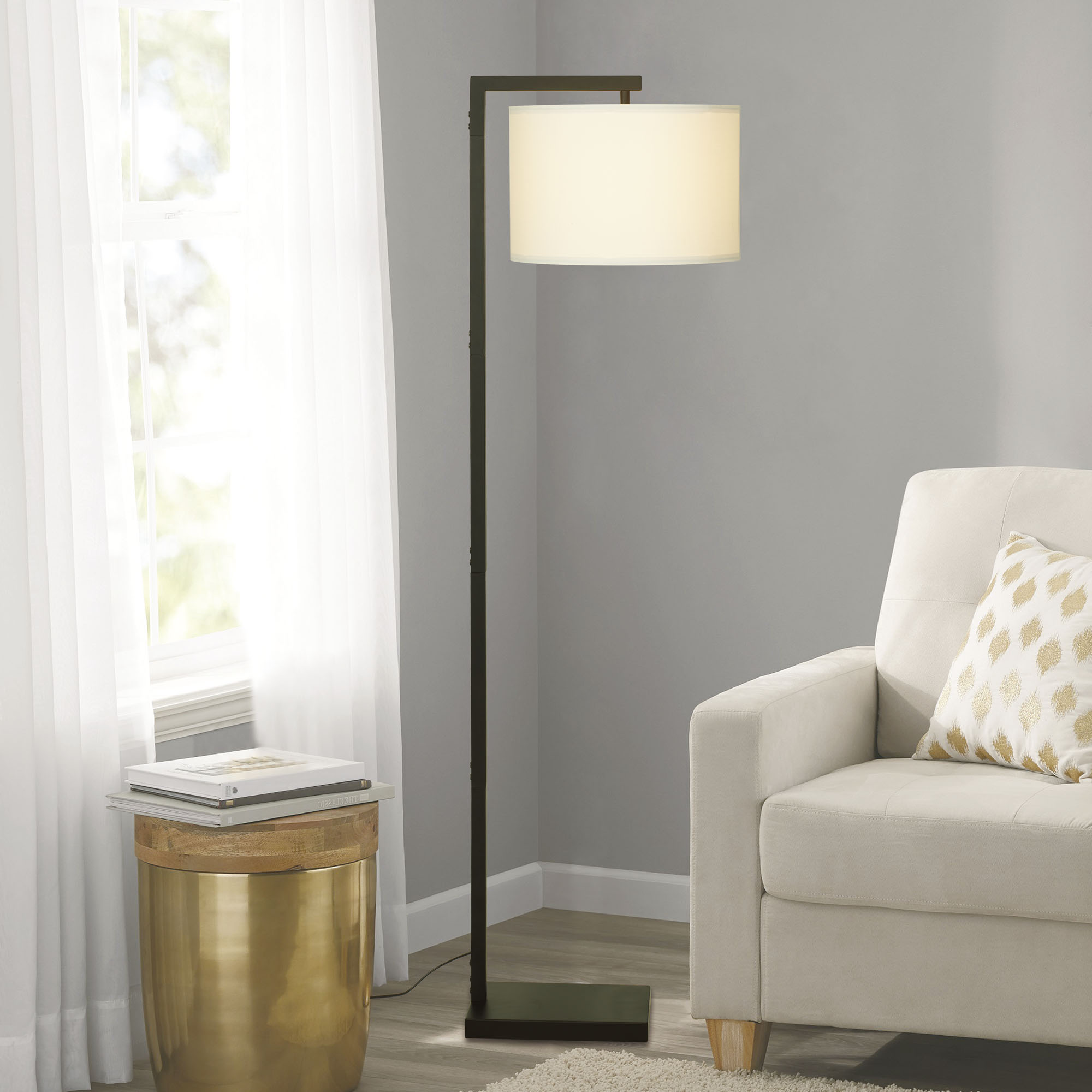 Mainstays 62" Contemporary Metal Floor Lamp, Matte Black photo 1