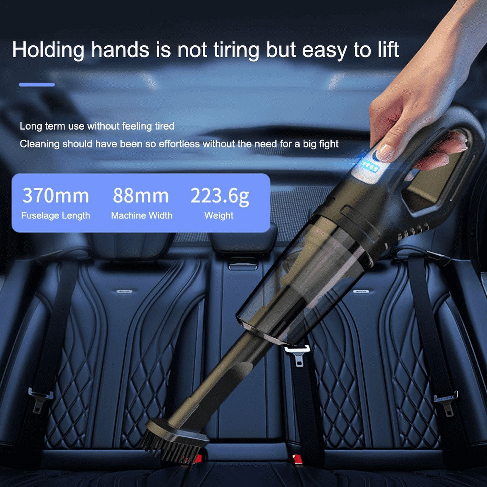 12W Car Cordless Vacuum Cleaner Portable Wet Dry Vacuum Cleaner Powerful Suction Handheld Vacuum Lightweight for Vehicle/Home