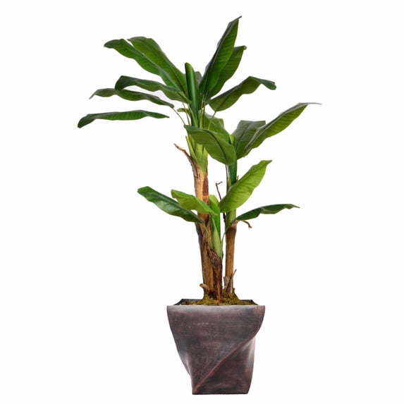 Vintage Home Artificial Faux Real Touch 70" Tall Banana Tree With Burlap Kit And Fiberstone Planter