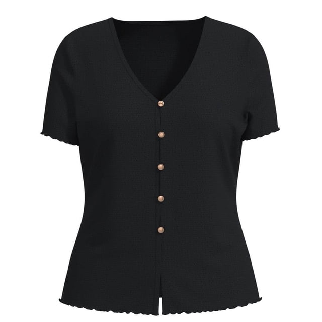 GEORGE G BLUSA CV ML TEXTURA C BOTONES NEGRA