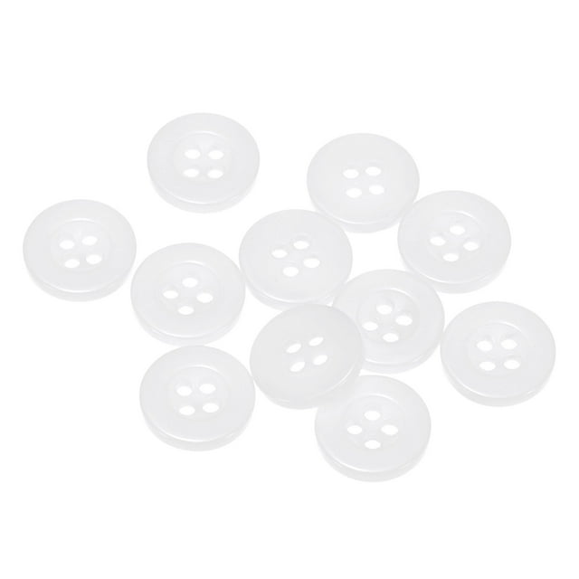 Botones de costura de resina Uxcell redondos planos de 4 agujeros para creación de tarjetas, álbumes de recortes, 10 Pcs, Blanco, 12.5mm