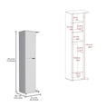thumbnail image 3 of Broom Closet Organizer - White Storage Cabinet for Cleaning Supplies - Freestanding Utility Cabinet with Adjustable Shelves - Slim Broom Holder for Laundry Room, Kitchen, Mudroom, 3 of 9