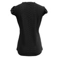 thumbnail image 5 of ZHENHONG T Shirts for Women,Casual Short Sleeves V Neck Loose Blouse Solid Color Ruffle Sleeve Cocoon Shirt,Black Women Blouses, 5 of 7