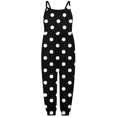 

Girls Jumpsuit Toddler Sleeveless Suspenders Prints Romper Jumpsuit Rompers for Girls Black 2-3 Years