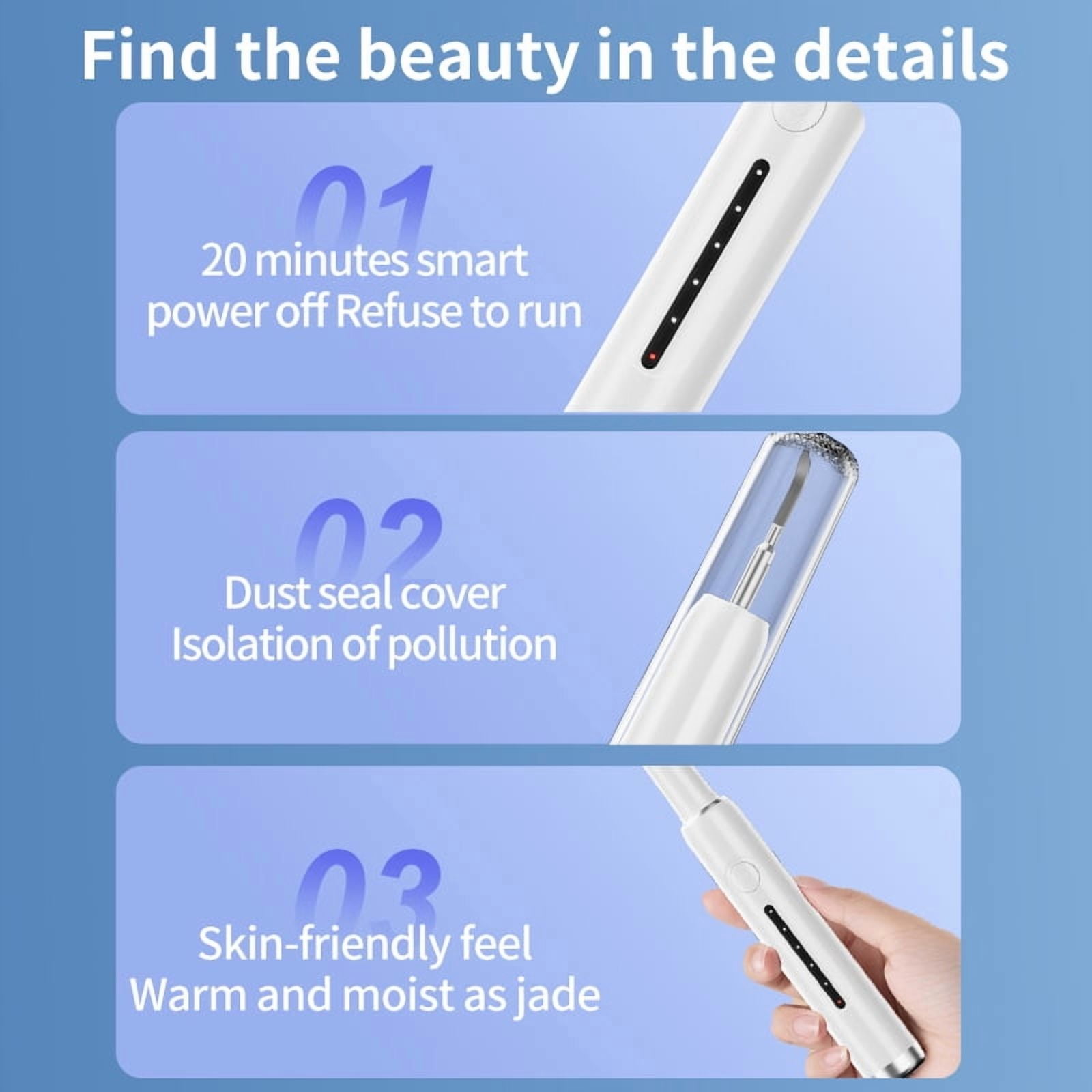 LC-dolida Ultrasonic Teeth Cleaning Kit, 5 Modes & Auto Pressure Sensing, IPX6 Waterproof Electric Tartar Remover with 4 Replaceable Heads, Type-C Fast Charging, Includes Dental Mirror Kit(Black)
