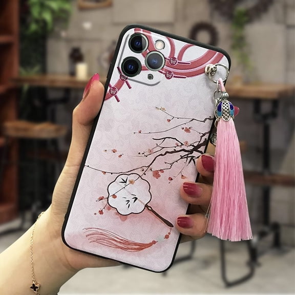 LYM-Phone Case For iphone 11 Pro Max, TPU tassel Dirt-resistant Durable Anti-knock bell protective Soft case Back Cover Waterproof Anti-dust Shockproof Chinese Style Silicone