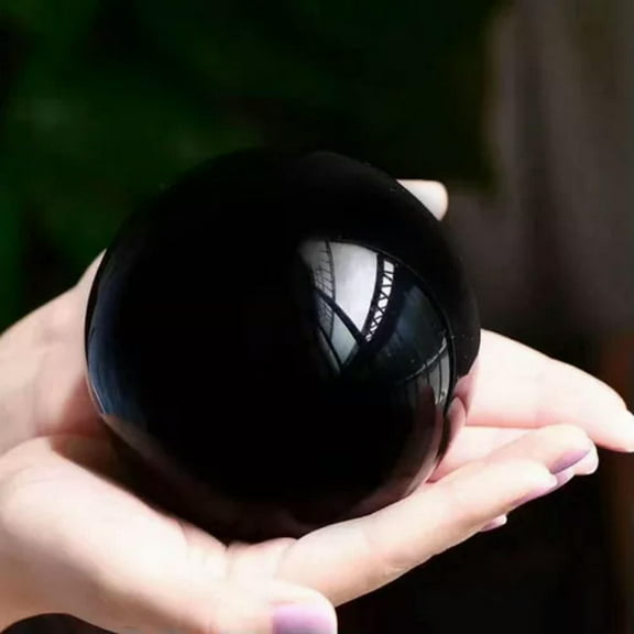 EOEMY Natural Quartz Crystal Sphere Healing Energy Gemstone Orb Ball Fengshui Decor-80mm Black Obsidian Stone Ball