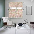 thumbnail image 5 of Spring Flower Kitchen Curtains Valances and Tiers Set of 3 Watercolor Vintage Gradient Pink Floral Green Plant Tier Curtains and Valance with Rod Pocket for Small Windows, 27.5"x24", 5 of 9