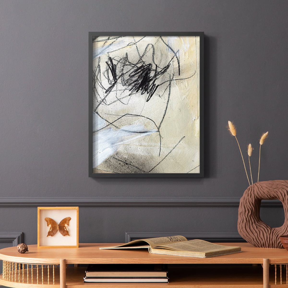 Masked Notes VII Framed Print in Black Solid Wood Framed Print No Nail Hanging