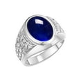 thumbnail image 3 of RYLOS Men's Rings 14K White Gold Nugget Ring with Cabochon Gemstone & Diamonds Sapphire Rings For Men Size 12, 3 of 7