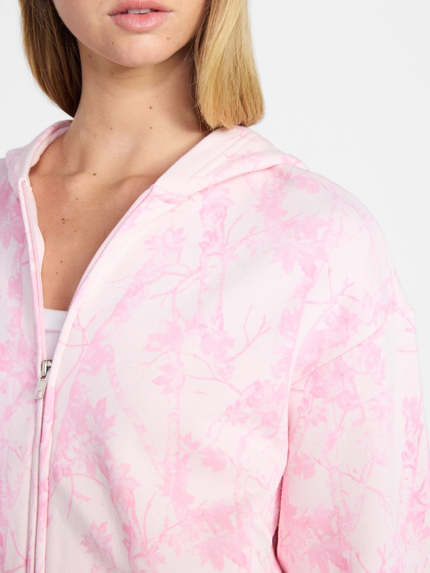 No Boundaries Boxy Zip-Up Hoodie, Women's XXS-XXL