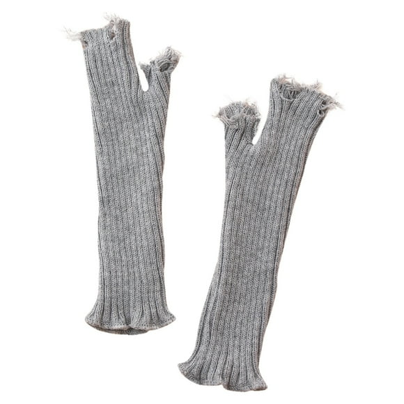WEAIXIMIUNG Cute Winter Hats for Women Women's Solid Color Trend Personality Ripped Knitted Half Finger Gloves