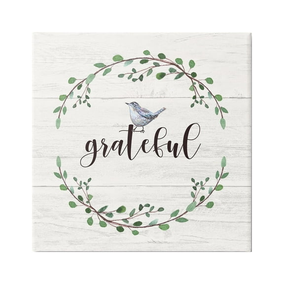 Stupell Industries Grateful Bird Crown Laurel Twigs Foliage Country Pattern,30 x 30, Design by Elizabeth Tyndall