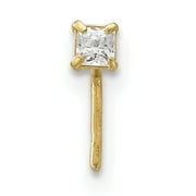 Beautiful 14k 2.5 mm Square CZ Nose Stud