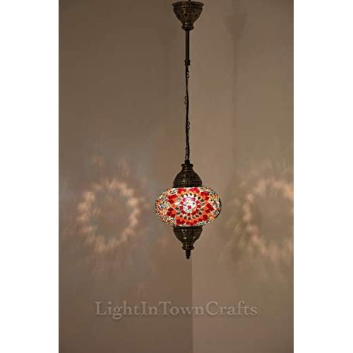 Turkish Style Glass Lampshade Ceiling Fan Chandelier Light Shade Blue 