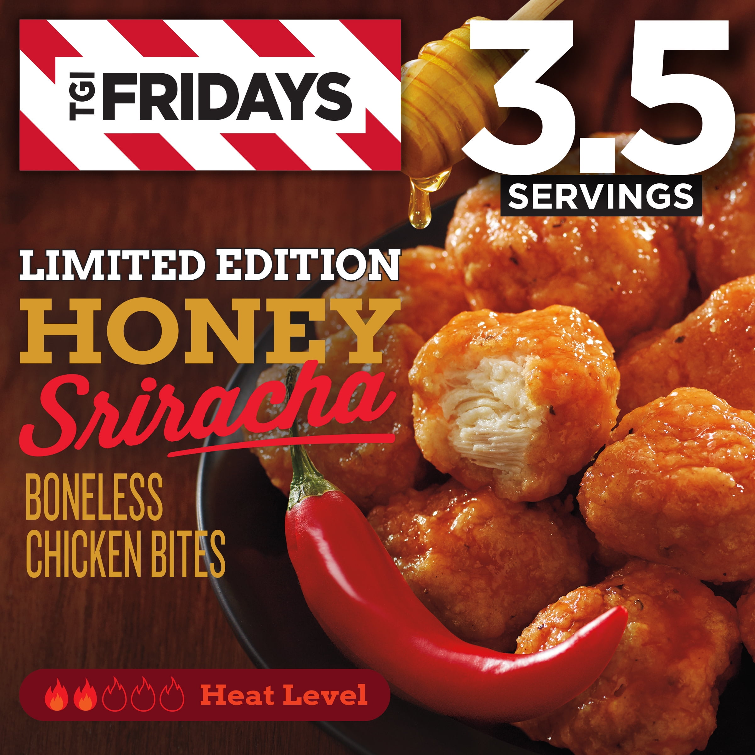 TGI Fridays Frozen Appetizers Limited Edition Honey Sriracha Flavored Boneless Chicken Bites, 15