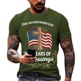 thumbnail image 2 of Men's Loose Fit Flag Print T-Shirt, ONE NATION UNDER GOD Graphic Short Sleeve Top for Casual Daily Wear, Summer Patriotic Tee Green L, 2 of 4