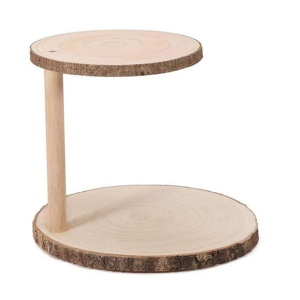 Soporte de madera para pasteles, soporte para postres, bandeja multifunción para servir, bandeja escalonada de estilo rústico. 2 niveles