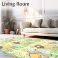 thumbnail image 2 of ODIKA 3'x5' Machine Washable Non-Slip Area Rug, Safari Friends Featuring Cheerful Animal Parade Design High Traffic Rug with Pad, Yellow, 720389, 2 of 8