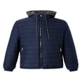 thumbnail image 2 of Men Winter Down Hooded Jacket Solid Color Long Sleeves Zip Up Outerwear Warm Coat with Pockets, 2 of 6