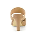 thumbnail image 2 of BLISSFUL STEP Women's Pointed Toe Elastic Strap Stiletto Heelsed Mules Nude 9.5, 2 of 7