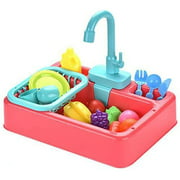 Kitchen Simulation Electric Dishwasher Sink Pretend Play Kitchen Toys with Electric Water Wash Basin Kit Xmas Gifts